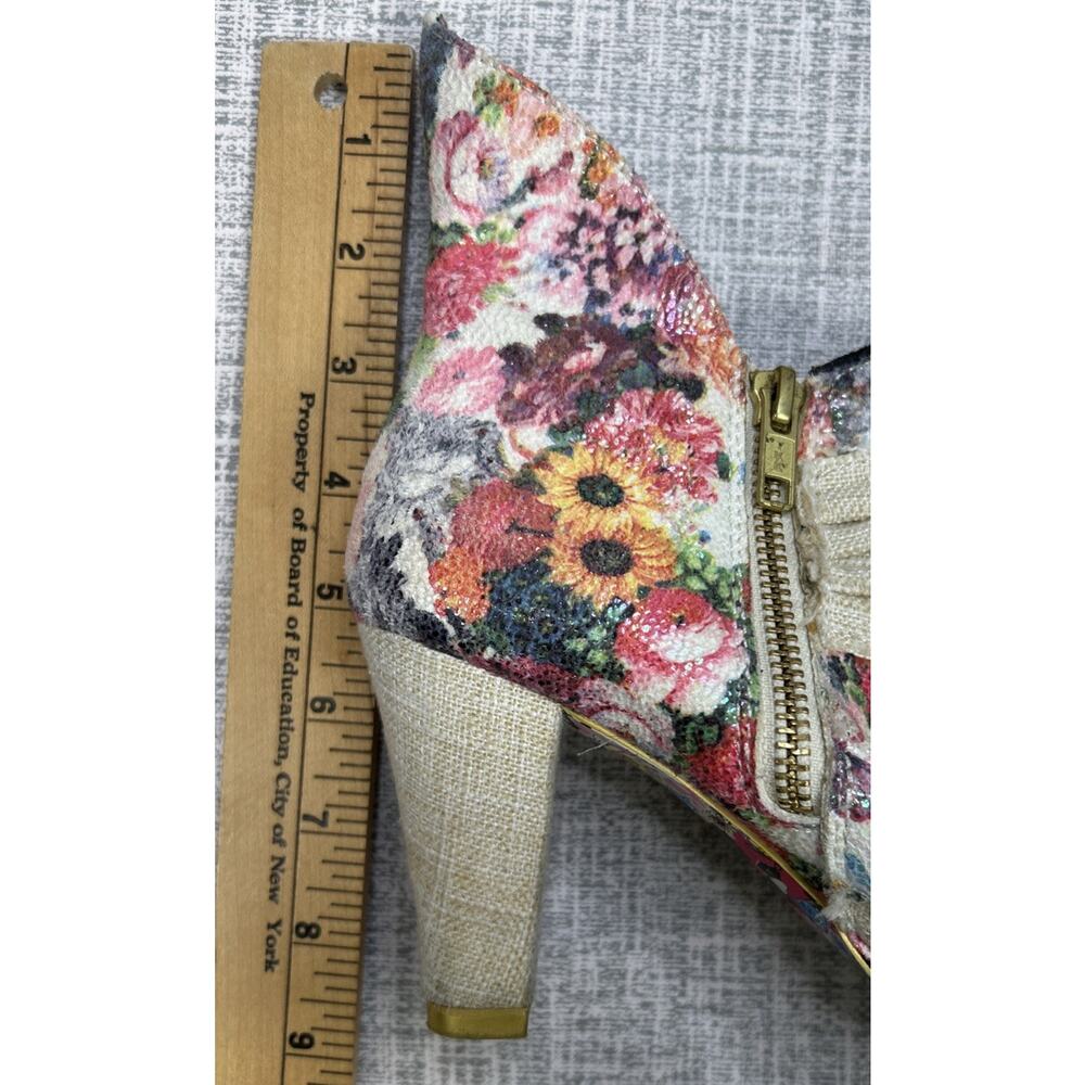 Irregular Choice Miaow Heeled Ankle Boots 38 / 7.5 Cat Floral Brocade Whimsy - Picture 11 of 11